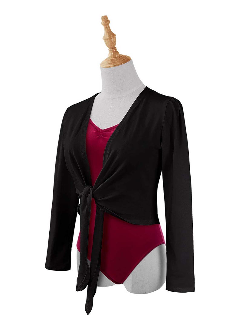 Daydance Black Adult Women Bolero Shrug for Ballet, Cropped Cotton Dance Sweater for Leotards - Image 4